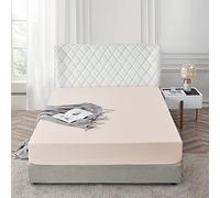 AR Ware Double Fitted Sheet 100% Egyptian Cotton 300 TC, Breathable Extra Deep Fitted Sheets Double Bed, Hotel Quality 30 Cm Fitted Bed Sheets Double (Cream)