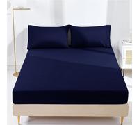 AR Ware Single Fitted Sheet Non Iron Wrinkle, 25cm Deep Ultra Soft Microfiber Elastic Fitted Bed Sheets Easy Care, Fade Resistant (Navy)