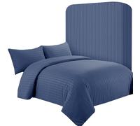 AR Ware Single Satin Stripe Duvet Cover Set - 3 Pcs Navy Soft, Hotel-Style Bedding Set with 1 Pillowcase and 1 Fitted Sheet
