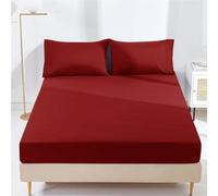 AR Ware Super King Fitted Sheet Non Iron Wrinkle, 25cm Deep Ultra Soft Microfiber Elastic Fitted Bed Sheets Easy Care, Fade Resistant (Red)