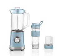 AR1159 Arzum MagicBlend Jug Blender, 500W, Detachable Ice-Crushing Stainless Steel Blade, 2 Speeds and Pulse Mode, 1200ml Jar & 570ml Bottle, Grinder Accessory, Blue
