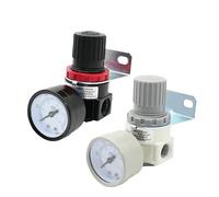 AR2000 1/4" Thread Standard Pipe Thread Pneumatic Air Compressor Pressure Regulator Reduction Valve 4mm 6mm 8mm Connector Fittings(AR2000 White-PC,Fliter w 8mm)