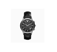 (AR2447) Emporio Armani Men's Black Leather Strap Chrono Design Steel Case Watch ：AR2447