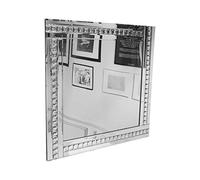 ARA CHOICE 60x60cm Large Modern Square Glass Wall Mirror Decorative Art Hanging Living Lounge Bathroom Elegant Artistic Look Venetian Beveled Edges Hall Mirror Mount For Home