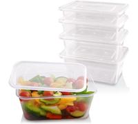 ARA CHOICE 750ml Clear Plastic Reusable Food Containers Storage Launch Boxes With Lids Meal Prep Boxes Tubs Rectangle Durable Microwave Takeaway (5)