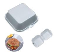 ARA CHOICE Polystyrene Eco-Friendly Biodegradable Kebab Burger Chips Takeaway Food Box Containers Microwave & Freezer Safe Container Chicken Eco Hinged Lid (50, Square (4.7" x 4.7"))