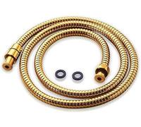 ARA CHOICE Stainless Steel Flexible Shower Hose Pipe Double Lock with EPDM Inner Tubes Bathroom Pressure Bath Tap Head Pipe Fittings Brass Hand Held 1/2 Connection Gold Plated (1.5m)