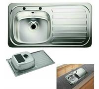 ARA CHOICE Stainless Steel Reversible 1.0 Single Bowl Kitchen Sink Right Hand Drainer Waste Plumbing Kit with Drainer & Inset Wastes Set