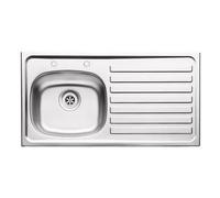 ARA CHOICE Stainless Steel Reversible Single Bowl Kitchen Sink 2 Tape Holes Right Hand Drainer Waste Plumbing Kit with Drainer & Inset Wastes Set