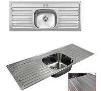 ARA CHOICE Stainless Steel Reversible Single Bowl Kitchen Sink Double Drainer 2/Twin Tap Holes Waste Plumbing Kit with Drainer & Inset Wastes Set