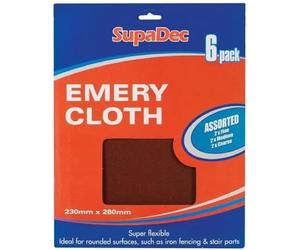 ARA CHOICE SupaDec 6pc Emery Cloth Assorted Sheet Fine/Medium/Coarse Super Flexible 23x28cm 6 Pack For Woodworking Paint Work Keying Plater Prep work Sheets 230x 280mm