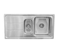 ARA CHOICE Twin 1.5 Bowl Premium Stainless Steel Reversible Double Kitchen Sink Left Hand Drainer Waste Plumbing Kit with Drainer & Inset Wastes Set