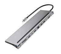 ARA INDIA 12-in-1 USB C Docking Station, Triple Monitor Hub with 2x 4K HDMI & VGA, 100W PD, Gigabit Ethernet, USB-C & USB-A 3.0, SD/TF, Audio - for Mac & Windows