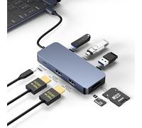 ARA INDIA 8-in-1 USB C Hub Docking Station Dual 4K@60Hz HDMI, 100W Power Delivery (PD) Multiport Adapter for MacBook Pro/Air, Dell, Windows Laptop, SD/TF Reader