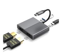 Ara india USB C Hub, 4 in 1 C to HDMI - Dual HDMI 4K@60Hz, USB-A 3.0 5Gbps, USB-C PD 100W - Multiport Adapter for Laptop, MacBook, Windows, Monitor Expansion, Plug & Play.