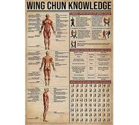 ARA STEP Vintage Sport Knowledge Educational Posters Wall Art Decor Prints UNFRAMED C (297 x 420 mm / 11.7 x 16.5 inches, Wing Chun Anatomy Infographic Kung Fu Knowledge)