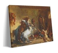 Arab Horses Fighting in A Stable by Eugene Delacroix Poster Canvas Wall Decor Art Painting Prints on Modern Artwork for Living Room,Bathroom,Bedroom,Home 12x18inch(30x45cm)