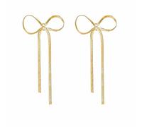Arabella Jewels Elegant Chic 925 Sterling Silver Bow Tassel Chain Earrings 14K Gold Plated Dangle Earrings for Women Girls Ideal for Wedding Party, Sterling Silver, silver
