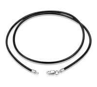 Arabella Jewels Genuine 2mm Black Leather Necklace with 925 Sterling Silver Clasp - Soft, Durable, Hypoallergenic, College Gift for Men and Women, Perfect for Daily Wear and, Length 24 Inches, Leather