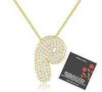 Arabella Jewels Personalised 14K Gold Plated Bubble Letter Necklace - Oversized Initial Pendant Pave Setting with Chain Jewelry Gift for Women Versatile Premium Quality, Large, Brass, Cubic Zirconia