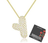 Arabella Jewels Personalised 14K Gold Plated Bubble Letter Necklace - Oversized Initial Pendant Pave Setting with Chain Jewelry Gift for Women Versatile Premium Quality, Large, Brass, Cubic Zirconia