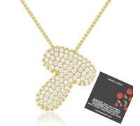 Arabella Jewels Personalised Letter Necklace with 14K Gold Plated Letter, Large Pendant with Paved Cubic Zirconia, with Chain for Women, Versatile, Large, Brass, Cubic Zirconia
