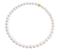 Arabella Jewels South Seashell 10mm High Gloss White Pearl Necklace with Magnetic Clasp, 18K Gold Plated, Princess Length 43cm, Sustainable Bridal Pearl, No Gemstone