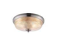 Arabella Twin Flush Ceiling Light - Satin Nickel with Prismatic Glass