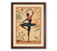 Arabesque Ballet Pose Mid-Century Framed Wall Art Print A3 (42×29.7cm) Walnut, Wall Decor for Living Room, Bedroom, Office & Home, Ready to Hang, Art Gift