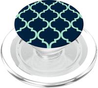 Arabesque Pattern Green Mint & Navy AEW264 PopSockets PopGrip for MagSafe