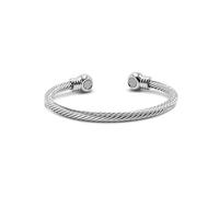 Arabesques Jewels Women’s Silver-Plated Twist Design Copper Magnetic Bangle - Elegant Adjustable Wrist Cuff with 3,000 Gauss Magnets - Gift Boxed