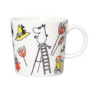 ARABIA Moomin Red Cross Mug ABC Moomintroll 2022, White,red