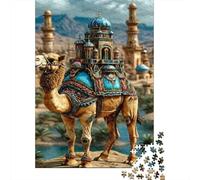 Arabian Architecture 1000 Piece Jigsaw Puzzle Paper for Adults Camel Night View Jigsaw Puzzle for Adults Relaxation Home Decor Gift 38x26cm/1000pcs