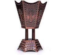 Arabian Incense Burner Bakhoor Burner for Oud Frankincense Resin - Metallic Hexagon Motif (Copper, Palm)
