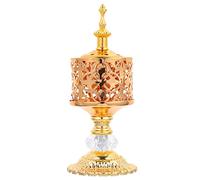 Arabian Incense Burner Golden Iron Incense Holder Tabletop Ornament Frankincense Resin Burner Censer Housewarming for Bakhoor Oud Incense Sticks