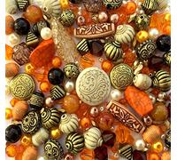 Arabian Nights Ethnic Orange Brown Jewellery Making Starter Beads Mix Set