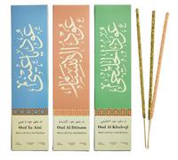Arabian Oudh Incense Sticks by Dukhni - 90 Premium Agarwood Oud Sticks | 3 Assorted Oudh Fragrances | Organic & Charcoal free Incense I Long-Lasting Fragrance for Home, Meditation & Relaxation