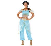 Arabian princess costume Jasmine Genie Fancy Dress Blue bollywood Belly Dancer (10-12)
