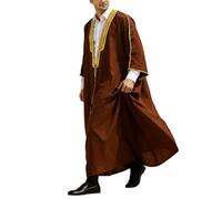 Arabic Abaya Robe Men - Elegant Jubba Thobe With Embroidery formal Long Robe for Graduation And (Brick Red Xl)
