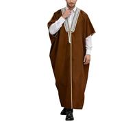 Arabic Abaya Robe Men - Elegant Thobe for Long Sleeve formal Robe Traditional Arabic Attire for Graduation And (Brown Xl)