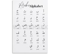 Arabic Alphabet Poster,Arabic Language Metal Tin Sign Wall Art Decor for Home Bedroom Living Room Kitchen Garage Bar Cafe Office Vintage Rustic Decorative Plaque 8x12inch