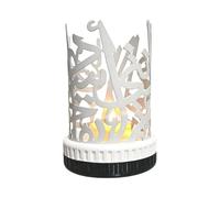 Arabic Candle Holder - Geometric Metal Lattice for Tabletops | Matte Bronze with Perforated Pattern & Sturdy Pillar Base plus Ornate Votive Tray for Living Rooms, Mantels and Patios