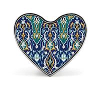 Arabic Floral Border Traditional Islamic Mosque Decorative Elements Heart Brooch Pin, Unisex Smooth Surface Lapel Tie Pin, Lightweight Badge Jewelry Crafts Decor for Costume Accessory Men Women