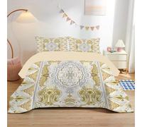 Arabic Geometric Double Duvet 7.5 Tog, Soft Reversible Coverless Duvet, Four Seasons Flowers PatternQuil Double, Microfiber Duvets with 2 Pillowcases (200 * 200cm) -Ad53