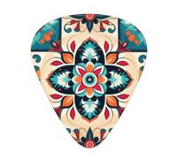 Arabic Indian Checked Pattern 12 Pcs Guitar Picks, 0.46mm/0.71mm/0.96mm Thickness, Guitar Plectrum With Storage Case For Acoustic-Electric Guitar Ukulele Bass
