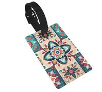 Arabic Indian Checked Pattern Luggage Tag PVC Travel Bag Tag with Strap ID Card Label for Suitcase Backpack Carry On Baggage Identifier