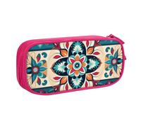 Arabic Indian Checked Pattern Pencil Case, Zip Smooth Pencil Case, Portable Pencil Case Large School Stationery Storage Bag, Make-Up Bag