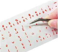 Arabic Keyboard Sticker - Clear Transparent Glossy Overlay | ملصق لوحة مفاتيح عربي شفاف لماع | Easy to Apply, Durable, and Compatible with All Keyboards (Red)