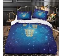 Arabic Lanterns Comforter Cover 3D Print Hotel Quality 3-Piece Bed Set Hidden Zipper Night Sky Design Quilt Cover Extra Soft All Season for Adults Women Kids Girls Boys Teens Double（200x200cm）