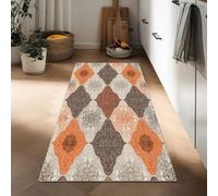 Arabic Patterns Hallway Runner Rug 60 x 150 cm, Washable Kitchen Carpet Non-Slip Runners Bohemian Style Short Pile Non-Shedding Rug Floor Mat for Entryway Door Entrances